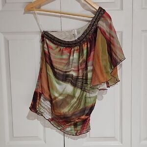 ✨ Studio Y Sheer Boho Off-Shoulder Top | Beaded Neckline | NWT ✨